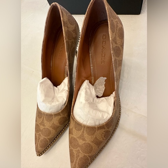 Coach Waverly Brown Logo Heels - Picture 2 of 7